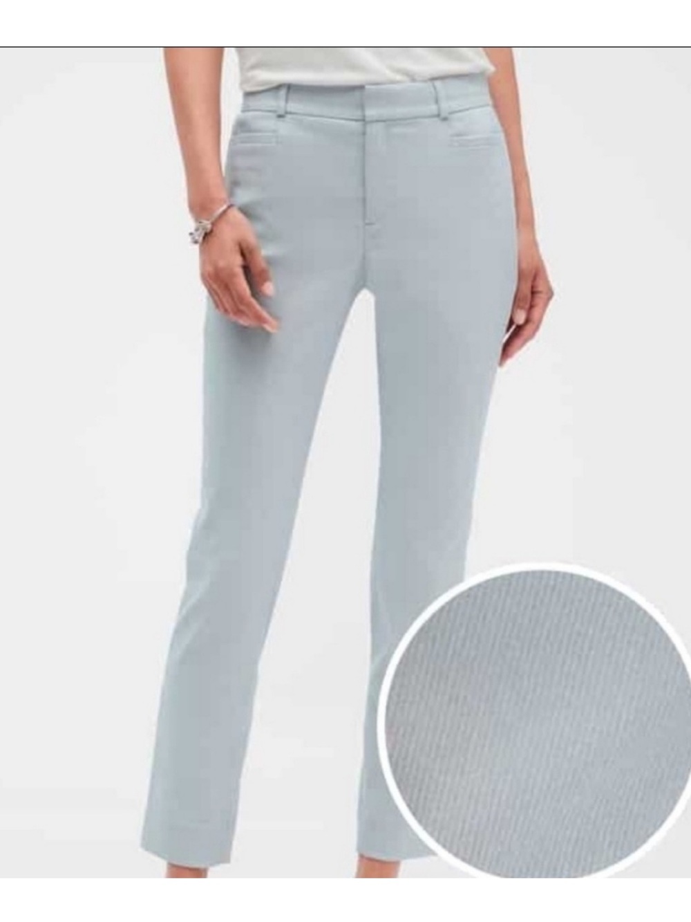 Banana Republic NWT Sloan Curvy Fit Pants Light Grey Pinstripe Size 10P Petite